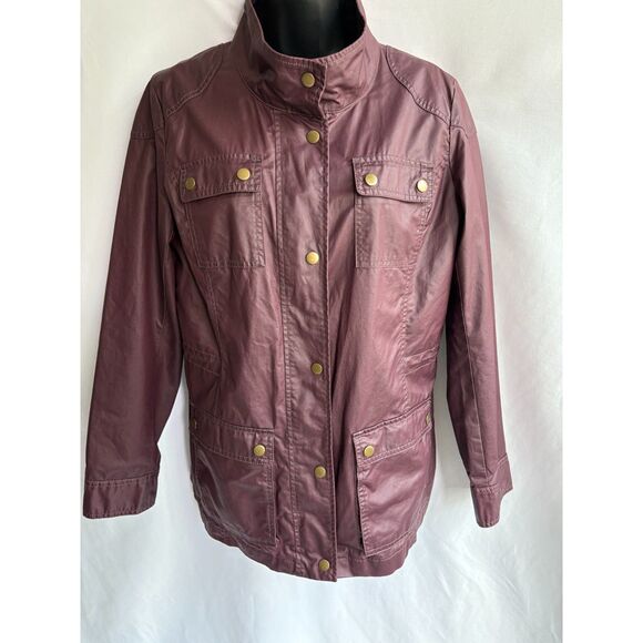 Banana Republic Waxed Burgundy Light Jacket Size S Utility Cotton Retro 90s 80s - Picture 2 of 12